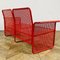 Mid-Century Italian Two-Seater Bench in Red Metal with Matching Table, 1970s, Set of 2, Image 14