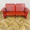 Mid-Century Italian Two-Seater Bench in Red Metal with Matching Table, 1970s, Set of 2 4