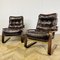 Mid-Century Cantilever Lounge Chairs in Leather and Bentwood, 1980s, Set of 2 1