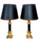 Large Brass and Leather Table Lamps from Maison Jansen, France, 1970s, Set of 2 3