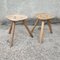 Wooden Milking Tripodal Stools with Splayed Legs, 1930s, Set of 2 3