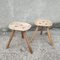 Wooden Milking Tripodal Stools with Splayed Legs, 1930s, Set of 2 5