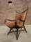 Bamboo and Leather Sculptural Fan Back Lounge Chair, 1960s 3