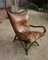 Bamboo and Leather Sculptural Fan Back Lounge Chair, 1960s 7