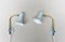 Brass & Light Blue Wall Lights, 1950s, Set of 2, Image 4