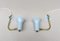 Brass & Light Blue Wall Lights, 1950s, Set of 2 5