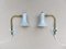 Brass & Light Blue Wall Lights, 1950s, Set of 2 1