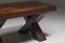 Mesa de comedor rústica brutalista de madera oscura con patas en forma de X, años 40, Imagen 10