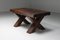 Mesa de comedor rústica brutalista de madera oscura con patas en forma de X, años 40, Imagen 2