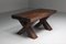 Brutalist Dark Wooden Rustic Dining Table with X-Legs, Italy, 1940s 5