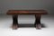 Brutalist Dark Wooden Rustic Dining Table with X-Legs, Italy, 1940s 3