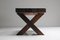 Brutalist Dark Wooden Rustic Dining Table with X-Legs, Italy, 1940s, Image 7