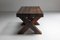 Brutalist Dark Wooden Rustic Dining Table with X-Legs, Italy, 1940s 6