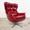 Vintage Tufted Red Sky Leather Lounge Egg Chair, 1970s 5