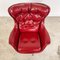Vintage Tufted Red Sky Leather Lounge Egg Chair, 1970s 6