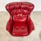 Vintage Tufted Red Sky Leather Lounge Egg Chair, 1970s, Image 6