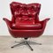 Vintage Tufted Red Sky Leather Lounge Egg Chair, 1970s 9