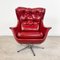 Vintage Tufted Red Sky Leather Lounge Egg Chair, 1970s 1