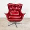 Vintage Tufted Red Sky Leather Lounge Egg Chair, 1970s, Image 1