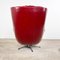 Vintage Tufted Red Sky Leather Lounge Egg Chair, 1970s, Image 3