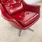 Vintage Tufted Red Sky Leather Lounge Egg Chair, 1970s 8