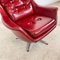 Vintage Tufted Red Sky Leather Lounge Egg Chair, 1970s, Image 8