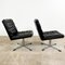Vintage Buttoned Black Leather Swivel Chairs, 1960s, Set of 2, Image 3