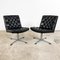 Vintage Buttoned Black Leather Swivel Chairs, 1960s, Set of 2, Image 2