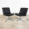 Vintage Buttoned Black Leather Swivel Chairs, 1960s, Set of 2, Image 1