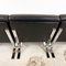 Vintage Black Leather and Chrome Armchairs, Set of 5, Image 18