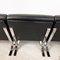 Vintage Black Leather and Chrome Armchairs, Set of 5, Image 16