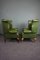 Green Chesterfield Wingchairs, Set of 2 2