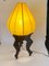 Dreibeinige chinesische Stehlampe in Braun & Gelb aus Stoff & Holz, China, 1950er 2