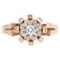 18 Karat French Diamond Rose Gold Solitaire Ring, 1960s 1