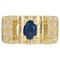 18 Karat French Yellow Tank Sapphire Diamond and Gold Ring, 1960s 1
