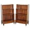 Open Waterfall Bookcases with Brass Gallery and Rails Castor Drawers, 1900s, Set of 2 2