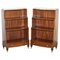 Open Waterfall Bookcases with Brass Gallery and Rails Castor Drawers, 1900s, Set of 2, Image 2