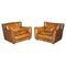 Love Seat Armchairs in Hand Dyed Cigar Brown Leather by Baxter Berger, Set of 2 1