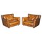 Love Seat Armchairs in Hand Dyed Cigar Brown Leather by Baxter Berger, Set of 2, Image 1