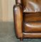 Love Seat Armchairs in Hand Dyed Cigar Brown Leather by Baxter Berger, Set of 2 8