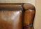 Love Seat Armchairs in Hand Dyed Cigar Brown Leather by Baxter Berger, Set of 2 7