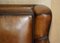 Love Seat Armchairs in Hand Dyed Cigar Brown Leather by Baxter Berger, Set of 2, Image 7