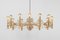 Large Gilt Brass Chandelier attributed to Palwa for Sciolari, Germany, 1970s 2