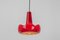 Lámpara colgante de vidrio rojo atribuida a Peill Putzler, Alemania, años 70, Imagen 6