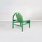 Modern French Pink Leather and Green Wood Argos Armchairs attributed to Baumann, 1970s, Set of 4 3