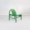 Modern French Pink Leather and Green Wood Argos Armchairs attributed to Baumann, 1970s, Set of 4, Image 3