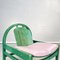 Modern French Pink Leather and Green Wood Argos Armchairs attributed to Baumann, 1970s, Set of 4 5