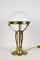 Art Nouveau Gilt Brass Table Lamp with White Glass Lampshade, Austria, 1910s 2