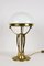 Art Nouveau Gilt Brass Table Lamp with White Glass Lampshade, Austria, 1910s, Image 2