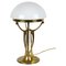 Art Nouveau Gilt Brass Table Lamp with White Glass Lampshade, Austria, 1910s 1